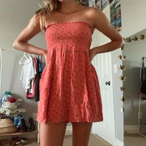 orange flower romper strapless!